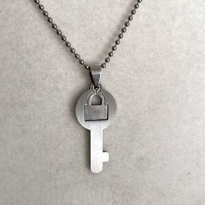 Silver Key to My Heart Necklace Minimalist Stainless Steel Lock & Key Pendant